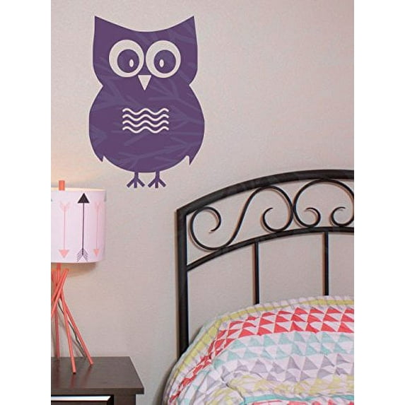 Owl Vinyl Decals Wall Art Stickers Children Room Décor, 23x15-inch, Plum
