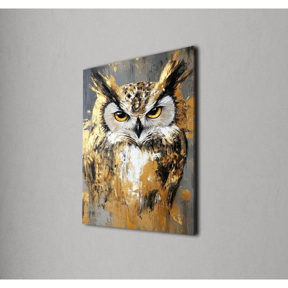 Owl Wall Art, Golden Owl, Modern Animal Wall Decor, Rustic Wildlife Artwork, Abstract Owl Poster, Print, Size 24x36 UNFFRAMED F03.1.8l1375