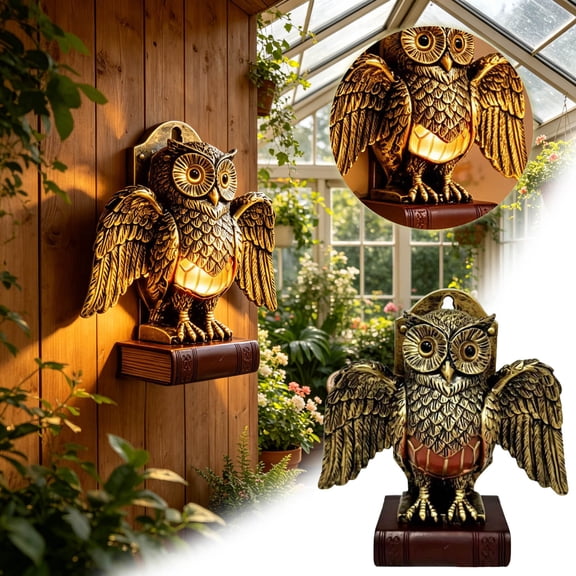 Owl Wall Sconce Night Light Resin Owl Statue Lamp With Book Base Decorative LED Wall Mount Light For Garden Patio Home Bedroom Farmhouse Art91911