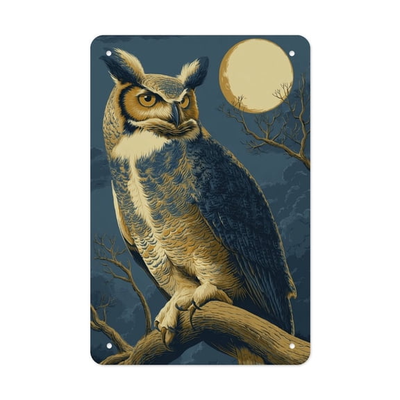 Owl_Watch Versatile Tin Wall Decor - Home Garage Bar - Vertical