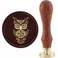 thumbnail image 1 of Owl Wax Seal Stamp Celtic Knot Sealing Wax Stamps 30mm Retro Vintage Removable Brass Stamp Head with Wood Handle for Wedding Invitations Halloween Christmas Thanksgiving Gift Packing DIY, 1 of 8