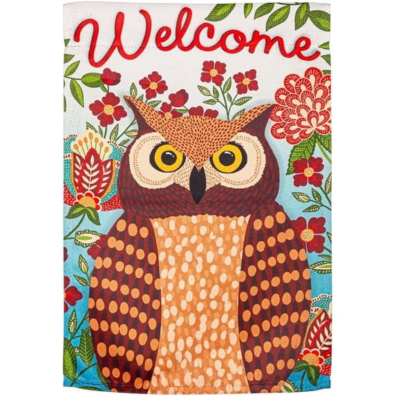 Owl Welcome Garden Suede Flag, Welcome Fall Garden Flags Double Sided, Small Garden Flags for Outside, Fall Decorations for Home, Porch, Yard