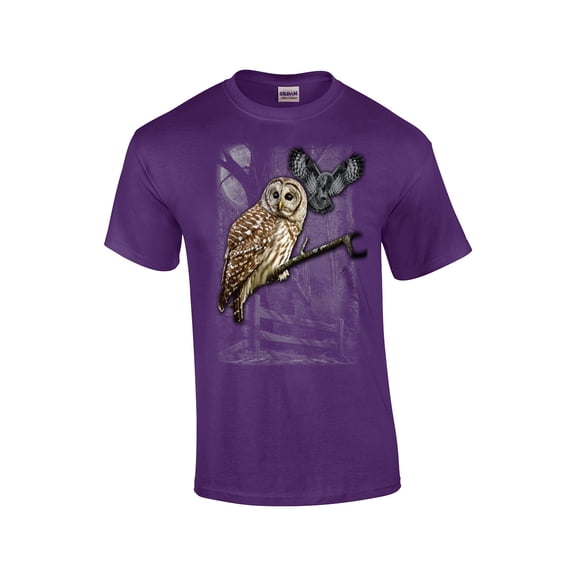 Owl Wilderness Adult Short Sleeve T-shirt-Purple-Small