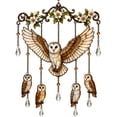 thumbnail image 1 of Owl Wind Chime Acrylic Hanging Garden Windchimes Outdoors with Perched Owl Suncatcher Detail, Whimsical Patio Porch and Tree Ornament A, 1 of 3