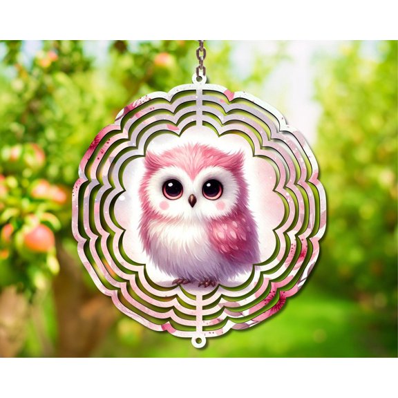 Owl Wind Spinner 10 Inch Metal Double-Sided Rotating Wind Spinner - Vibrant Design for Garden Outdoor Decor, Patio Yard Art, Durable Aluminum, Rotating