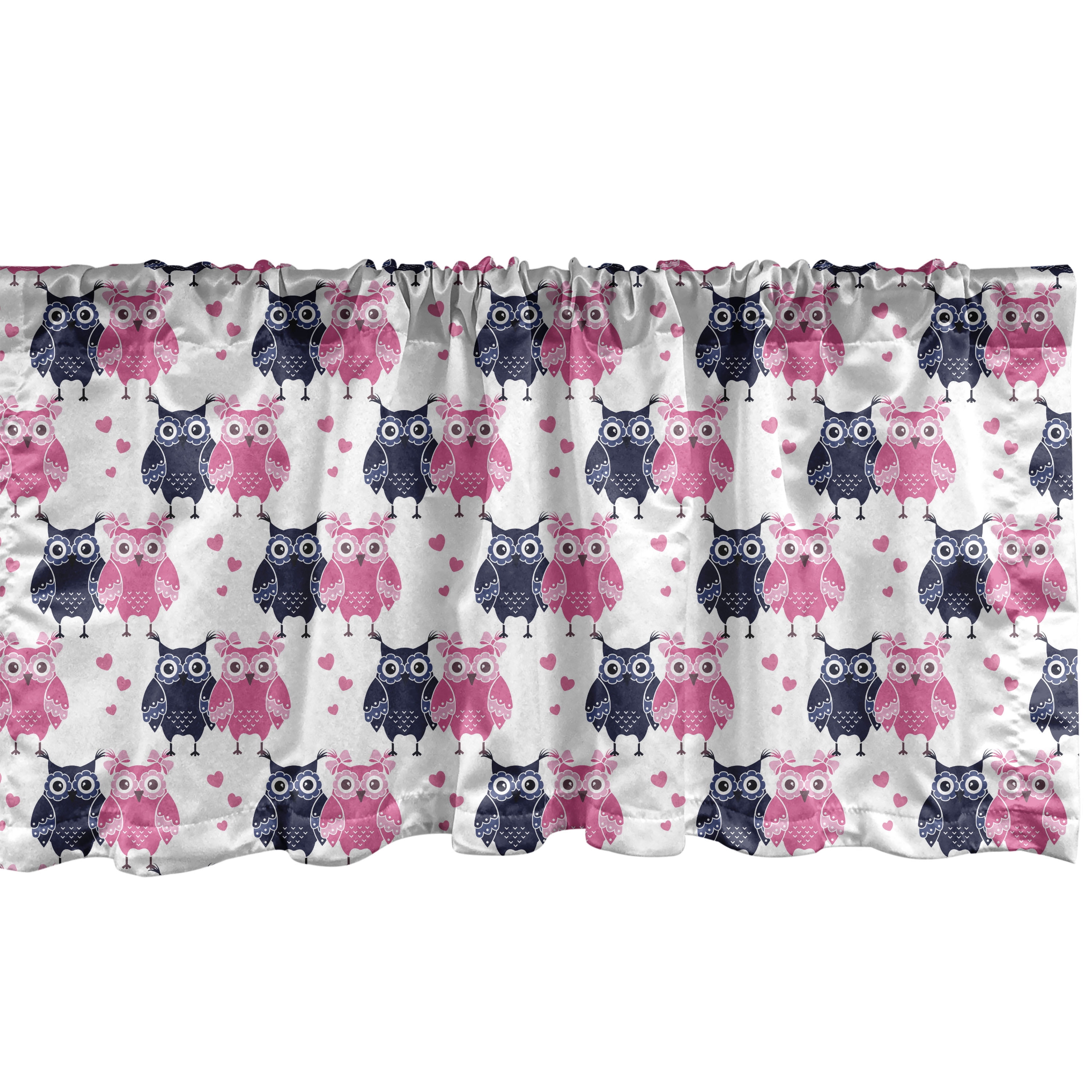 Owl Window Valance Pack of 2, Valentines Animals Lovebirds Boy and Girl