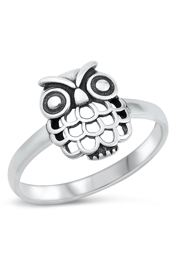Owl Wisdom Knowledge Hooter Ring .925 Sterling Silver Band Jewelry Female Male Unisex Size 4