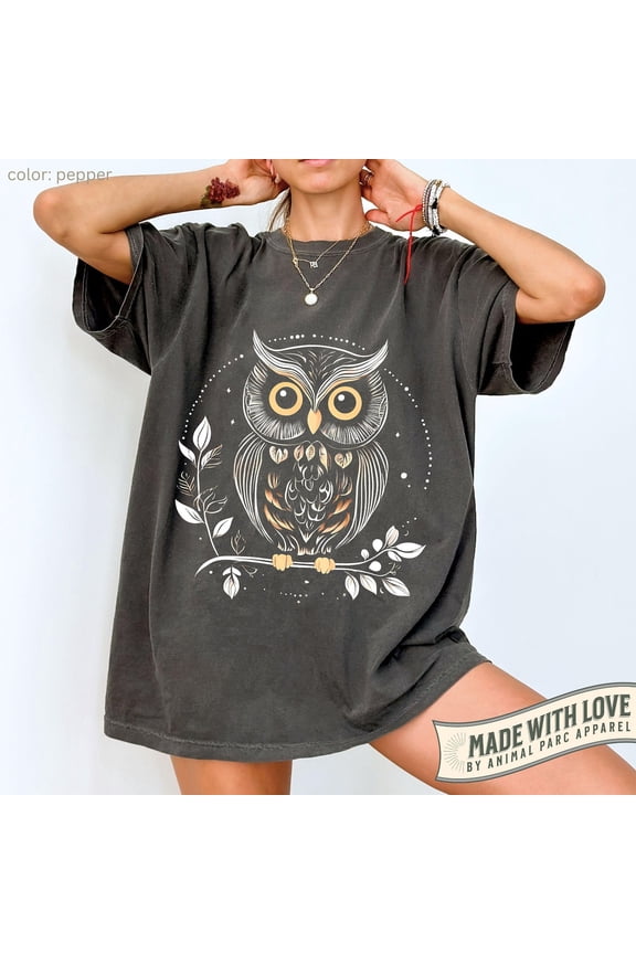 Owl With Flowers Vintage T Shirt, Night Owl, Owl Animal Lover T Shirt, Girlfriend Wife, Nature Forest Dreams Mystical, Cottagecore All Size S-5XL