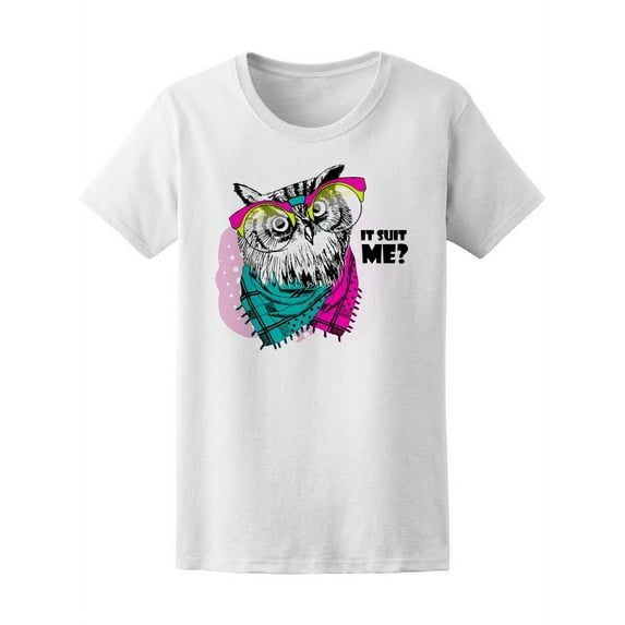 Owl With Glasses Neckerchief Owl T-Shirt Women -Image by Shutterstock, Female Small