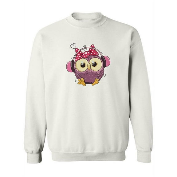 Owl With Headphones Sweatshirt Women -SPIdeals Designs, Female x-Large
