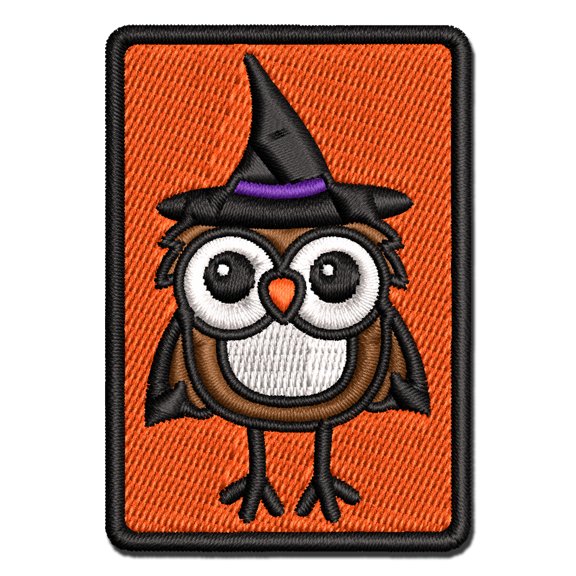 Owl With Witch Hat Cape Halloween Applique Multi-Color Embroidered Hook & Loop Patch - 3.5 Inch Large