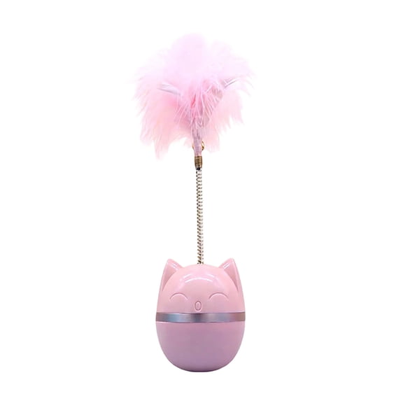 Owl Wobble Cat Toy, Interactive Squeaky Feather Ball, Self Balancing Chase Toy, Indoor Hunting Exercise Toy, Automatic Wobble Entertainment Toy, Cat Stress Relief Accessory