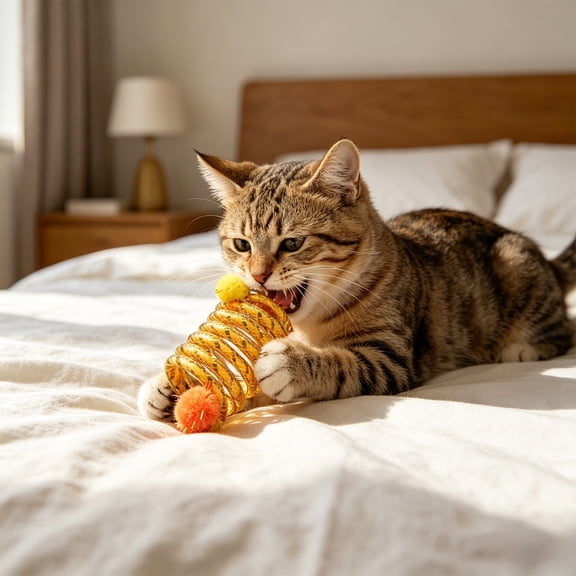 Owl Wobble Toy with Interactive Squeaky Play Ball, Self Righting Base for Hours of Batting Pouncing, Soft Feathers for Indoor Cats Hunting and Stress Relief