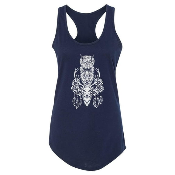 Owl, Wolf And Deer Racerback Tank Women -Image by Shutterstock, Female x-Small