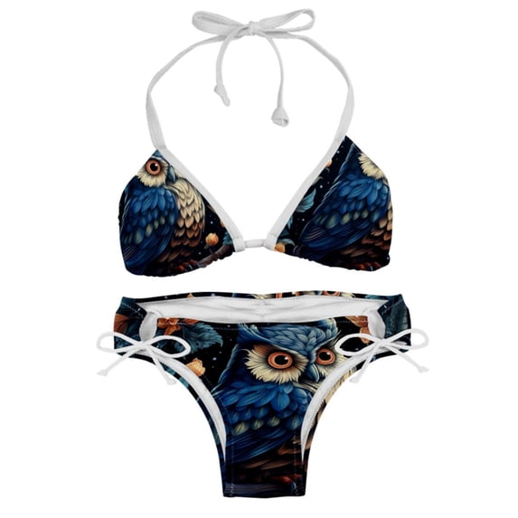 Owl Women's Bikini Set with Detachable Sponge and Adjustable Strap, Two-Pack, Ideal for Swimming Suit Beach Vacation!