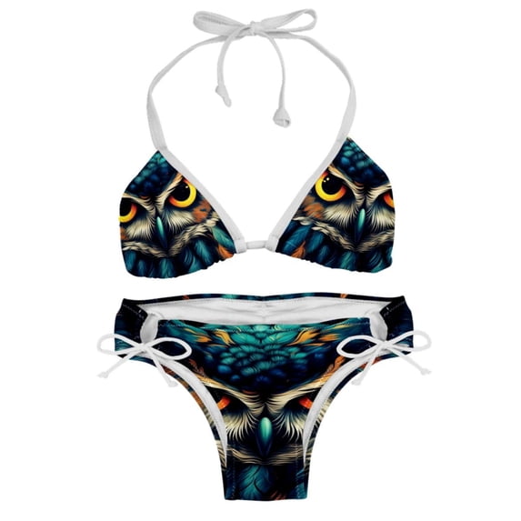 Owl Women's Detachable Sponge Adjustable Strap Bikini Set Swimsuit - Two-Pack for Beach Pool Party