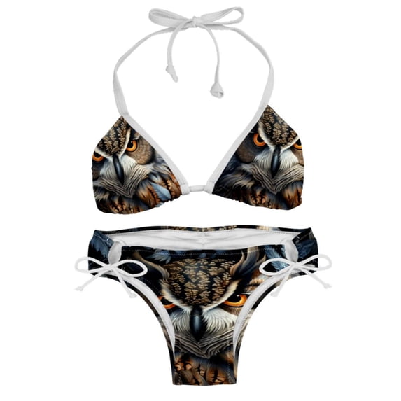 Owl Women's Swimsuit Bikini Set with Detachable Sponge, Adjustable Strap, Two-Pack - Ideal for Beach, Pool, Swim Parties