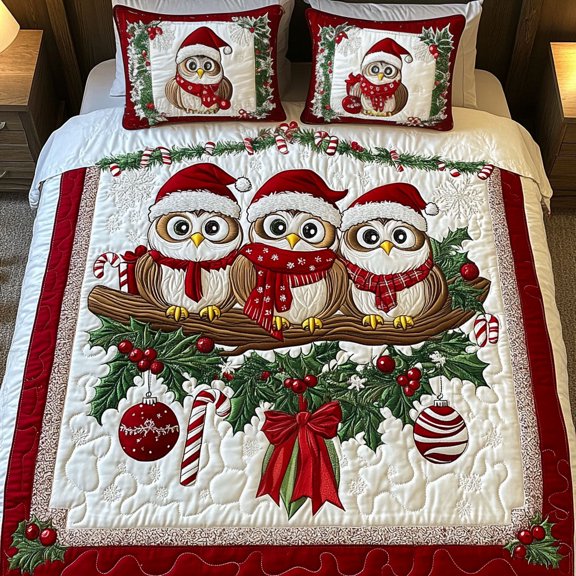 Owl Wonderland 3-Piece Quilted Bedding Set