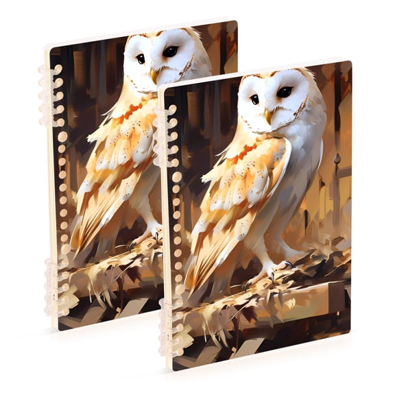 Owl Wood Painting Ring Binder Notebook Journey Note Diary College Ruled Spiral Notebook Study Loose Leaf Paper A5 60 Pages