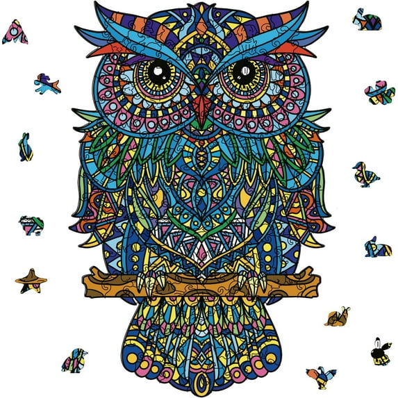 200Pcs Owl Wooden Jigsaw Puzzles for Adults 36x24.4cm Animal Jigsaw Puzzles Wood Adult Colorful Jigsaw Puzzles for Birthday Christmas