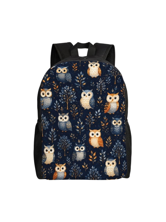 Owl Woodland Backpack Full Front Print Travel Laptop Bag for Men and Women