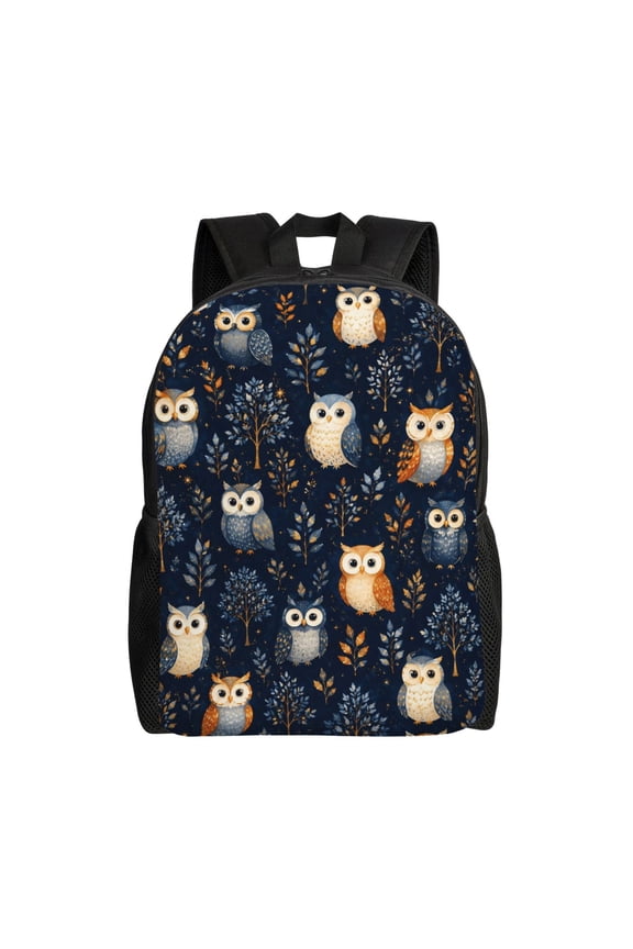 Owl Woodland Backpack Full Front Print Travel Laptop Bag for Men and Women