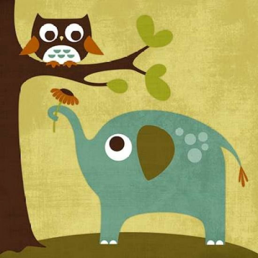 Owl and Elephant Canvas Art - Nancy Lee (24 x 24)
