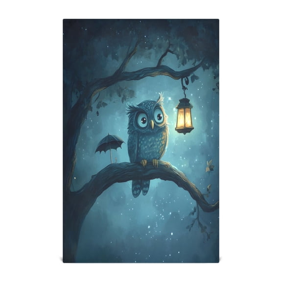 Owl and Lamp Decorative Waffle Towel Kitchen Dishcloth 28x18in Multi-Use Tea Towel