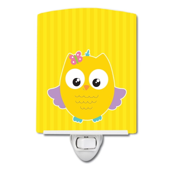 Owl and Yellow Stripes Ceramic Night Light