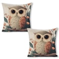 thumbnail image 1 of Owl flowery branch Linen toss pillowcase Decoration pillowcase Gift preferred 24x24" Cushion cover 2 set Sofa pillowcase Sofa bedroom living room car, 1 of 8
