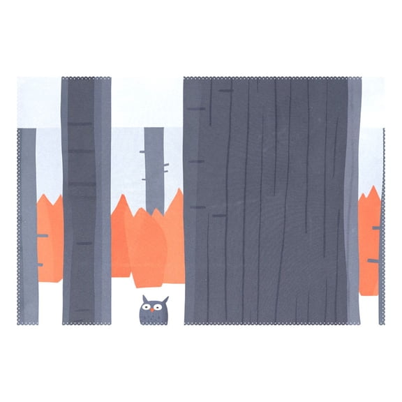 Owl in A Forest 12x18in Heat-Resistant Non-Slip Place Mat, Durable and Wrinkle-Resistant