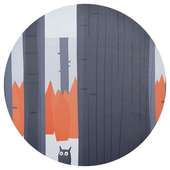 Owl in A Forest 15.4in Diameter PVC Plate Mat, Heat-Resistant and Cuttable, Kitchen Decor