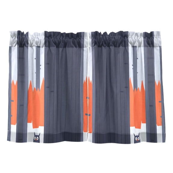 Owl in A Forest Kitchen Curtains Tier Set 27x36 Inch 2 Panels Semi Sheer Light Filtering Privacy UV Protection