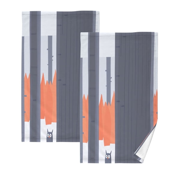 Owl in A Forest Set of 2 Pure Cotton Towels, 16'' x 28'', Highly Absorbent and Soft