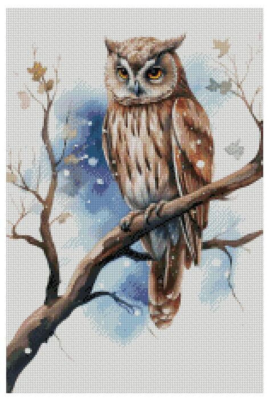 Owl in Snow Counted Cross Stitch Kits, 14xount,150x220 Stitch, 26x40cm Cotton Counted owl Cross Stitch kit