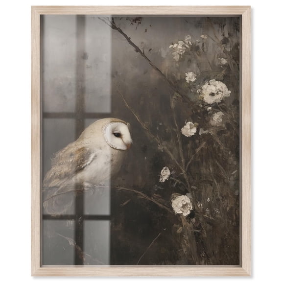 Owl in the Shadows I Shadowbox Print Vintage Wall Decor by Art Remedy, Blonde Frame, 16 x 20