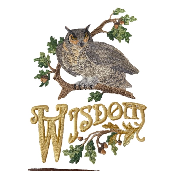 Owl of Wisdom Embroidered Iron on/Sew patch [5.87" X 8"]