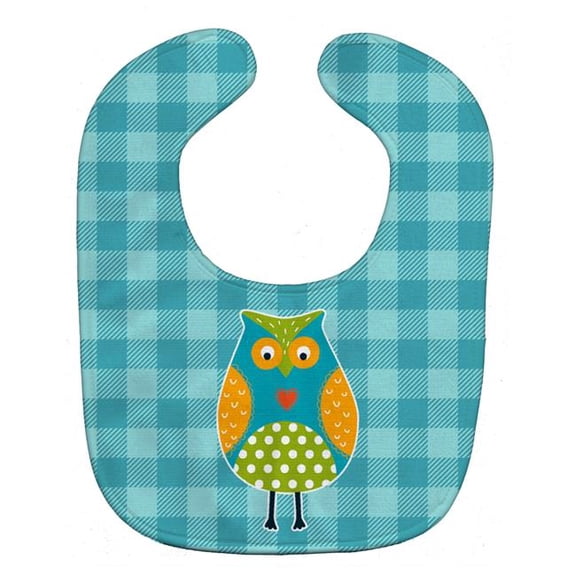 Owl on Blue Plaid Baby Bib