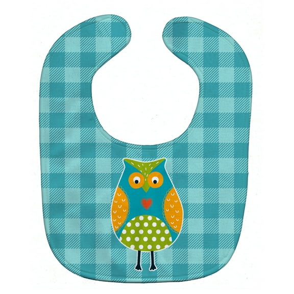Owl on Blue Plaid Baby Bib