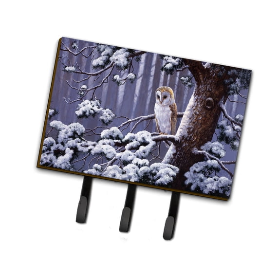 Owl on a Tree Branch in the Snow Leash or Key Holder