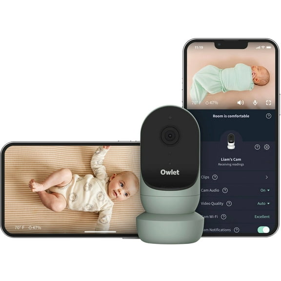 Owlet Cam 2 Smart Baby Monitor - HD Video Cam, Encrypted WiFi, Temp, Nightvision, 2-Way Talk-Sleepy Sage