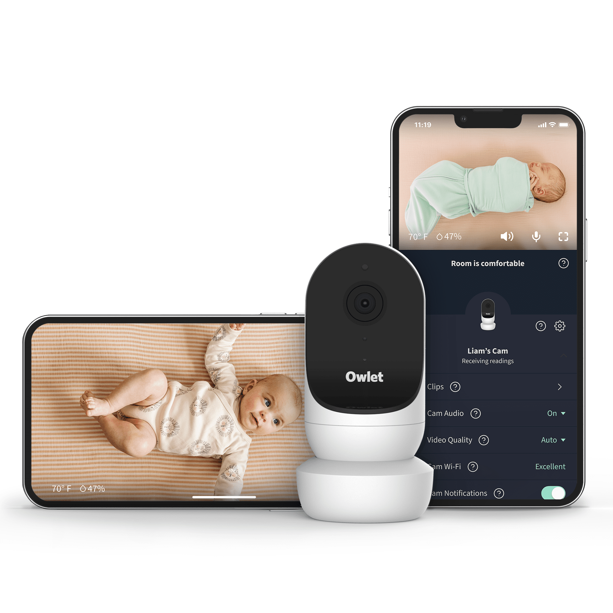 stemning digtere Sammenbrud Owlet Cam Version 2 - Smart Portable Video Baby Monitor - HD Video Camera,  Encrypted WiFi, Room Temp, Night Vision, 2-Way Talk - White - Walmart.com