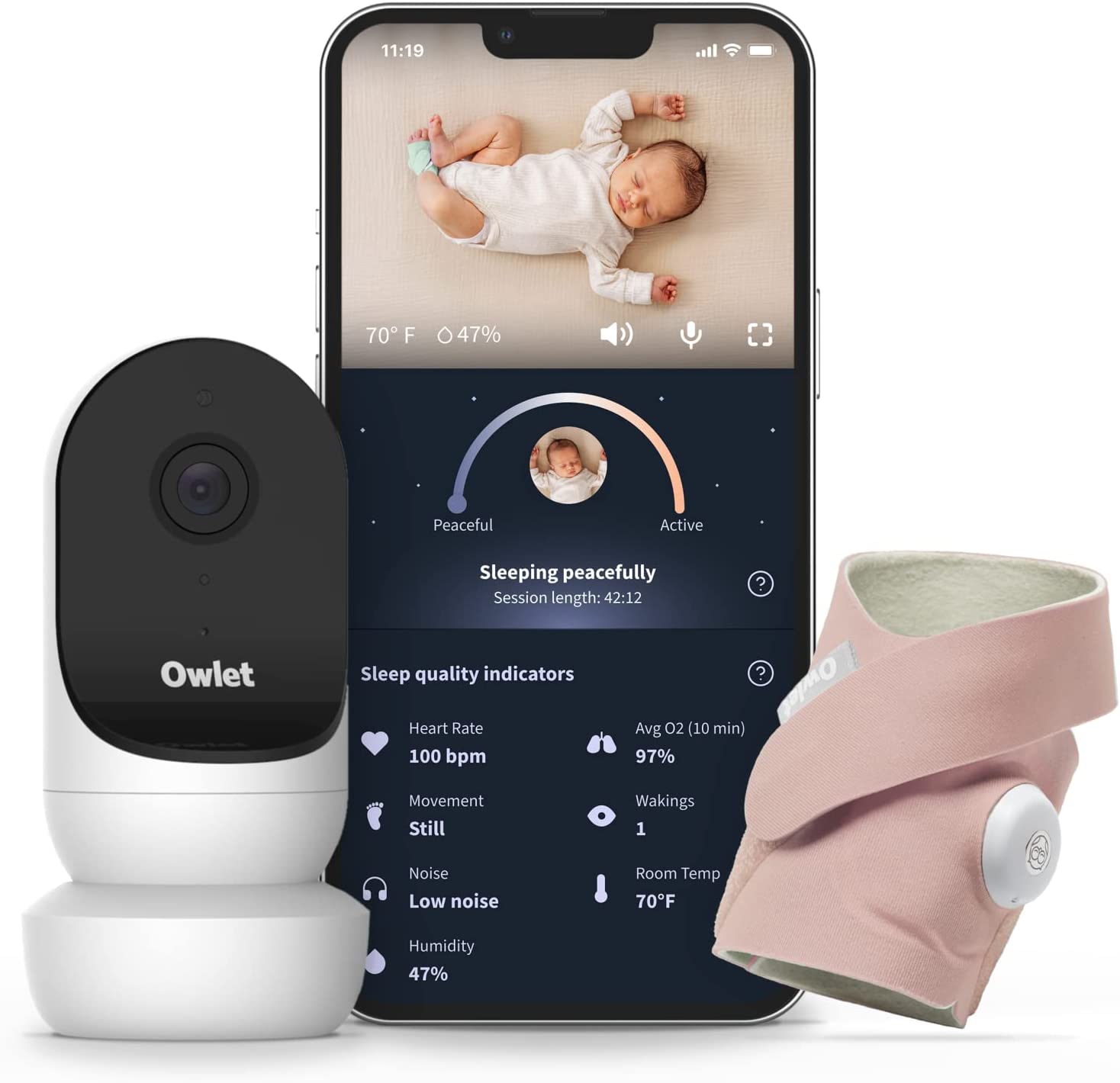 Owlet Dream Duo 2 Smart Baby Monitor 1080p HD Video Baby Monitor with