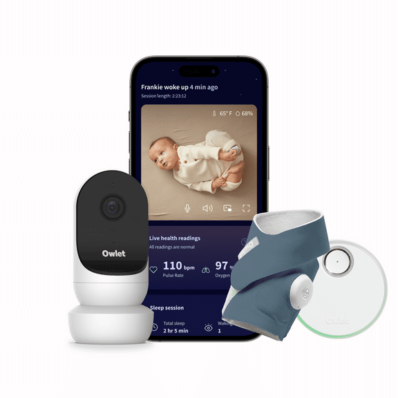 Owlet® Dream Duo 2 Smart Baby Monitor: FDA-Cleared Dream Sock® plus Cam 2 HD WiFi Video - Bedtime Blue