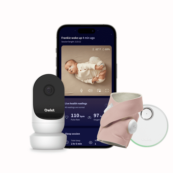 Owlet Dream Duo (Gen 2) - Smart Baby Monitor Bundle with Sock & Cam 2 HD Wifi Video - Dusty Rose