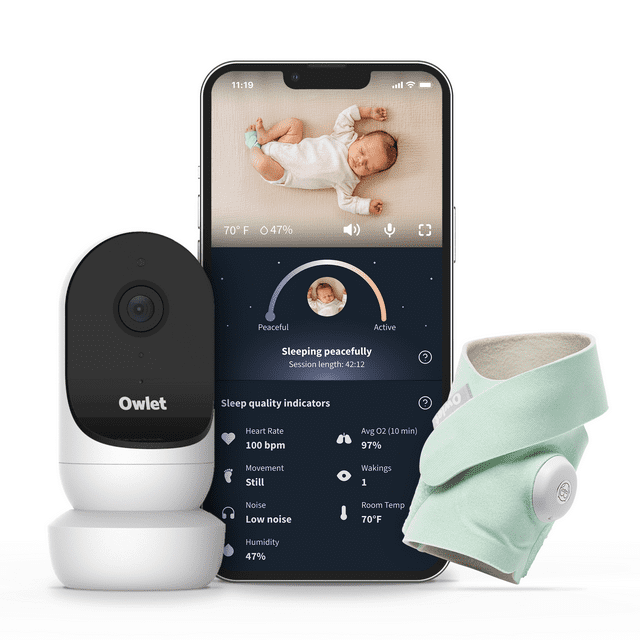 Owlet® Dream Duo 2 Smart Baby Monitor FDACleared Dream Sock® plus Cam