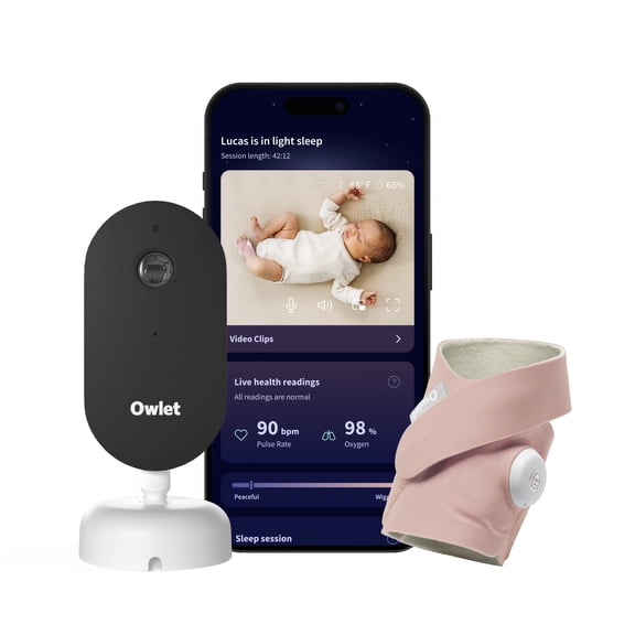 Owlet Dream Duoâ„¢ (Gen 3) Smart Baby Monitor System | Oxygen & Pulse Rate Tracking + 2K HD Video Camera | Health Insights via App - Dusty Rose