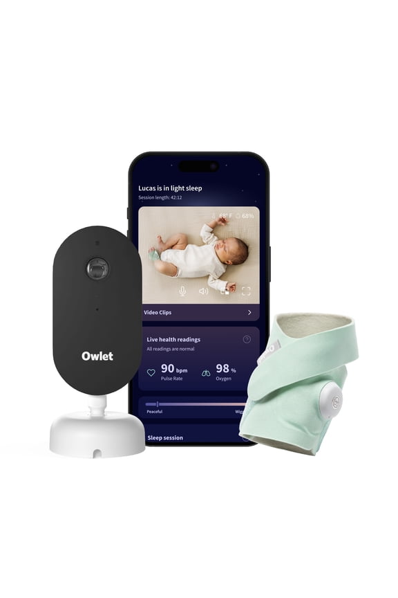 Dream Duo (Gen 3) Smart Baby Monitor System | Oxygen & Pulse Rate Tracking + 2K HD Video Camera | Health Insights via App - Mint
