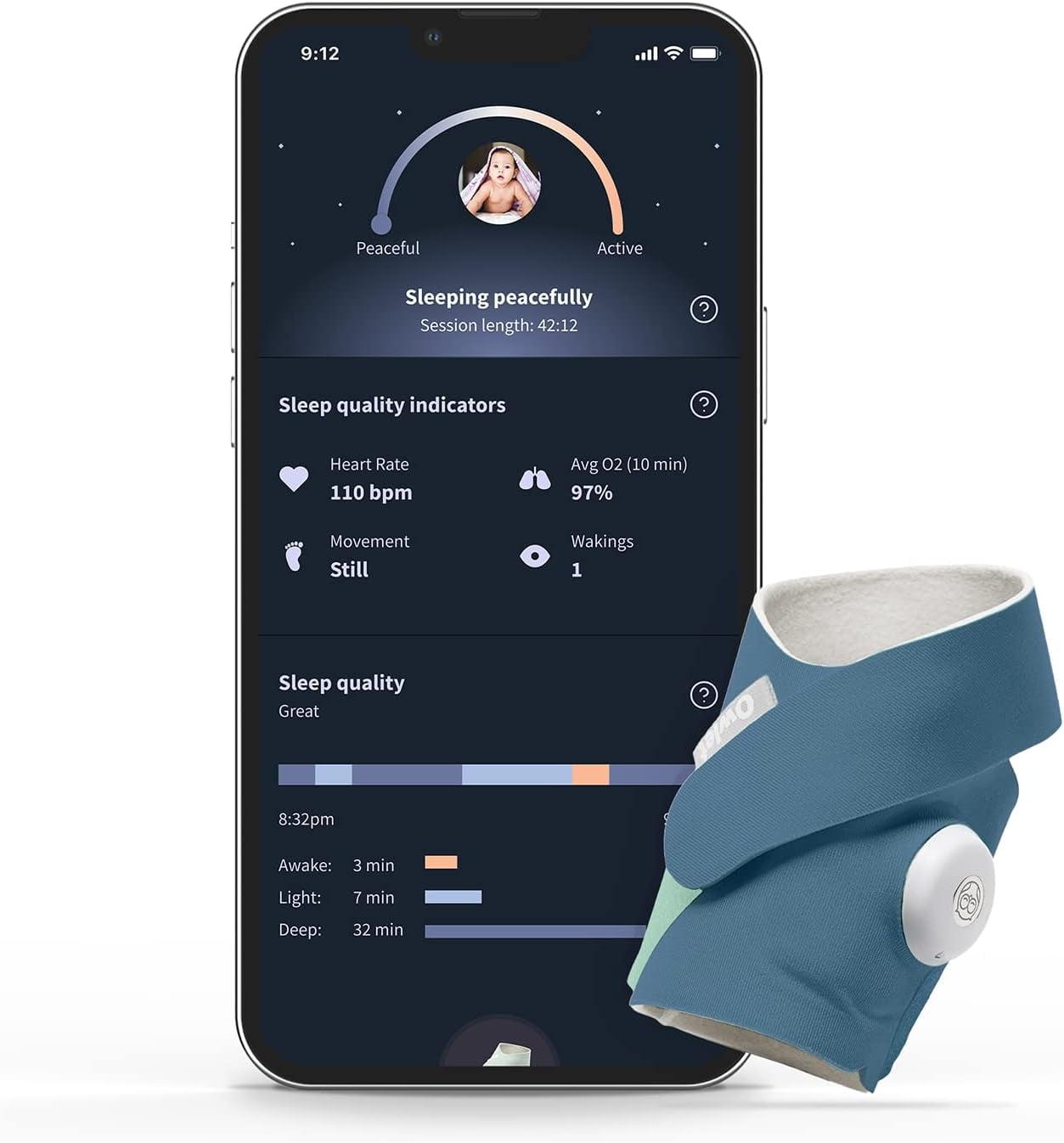 Owlet Dream Sock® FDACleared Smart Baby Monitor with Live Health