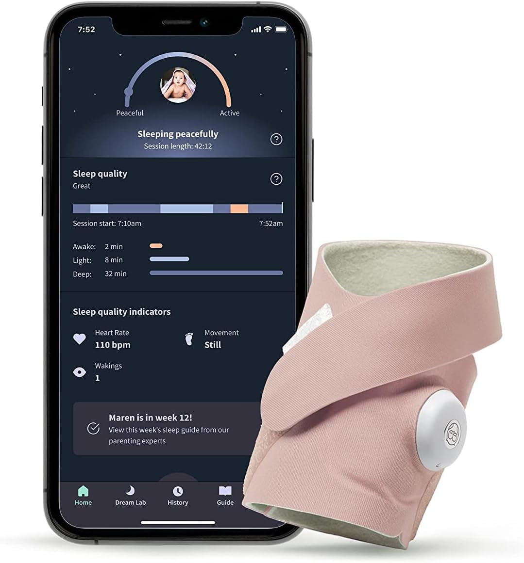 Owlet Dream Sock® FDACleared Smart Baby Monitor with Live Health